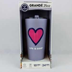 Life Is Good Grandé 25oz Tumbler Stainless Steel Insulated Heart Lilac NIB